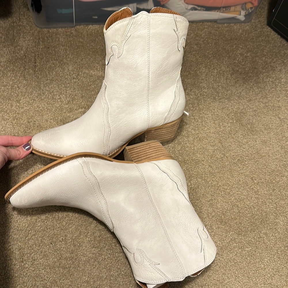 White ankle cowboy boots